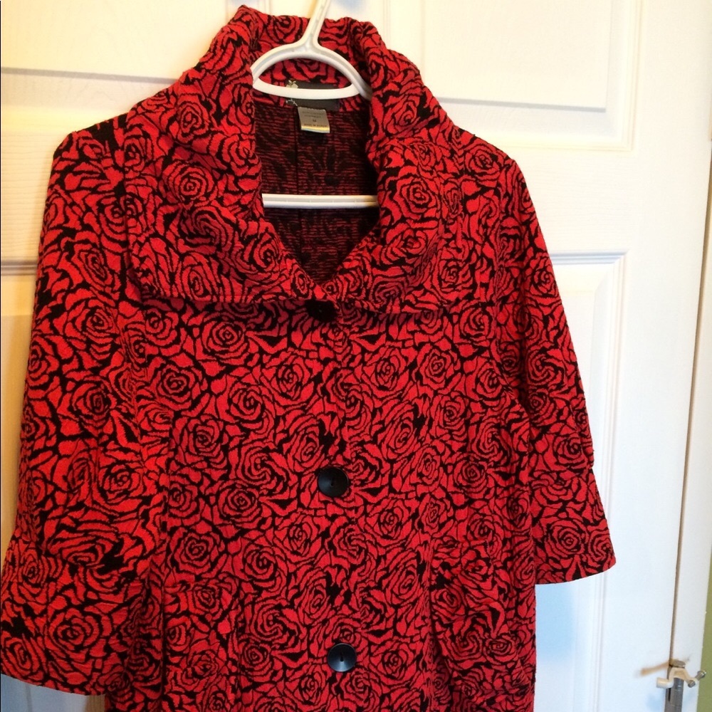 Gorgeous red floral swing coat